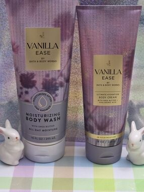 Bath & Body Works Vanilla Ease Moisturizing Body Wash & Body Cream Set NEW RARE